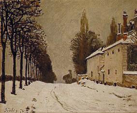 Snow-covered Strasse at Louveciennes. od Alfred Sisley