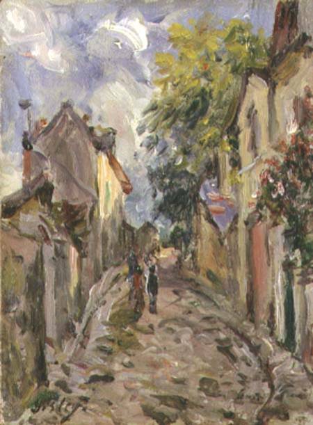 Village Street Scene (panel) od Alfred Sisley