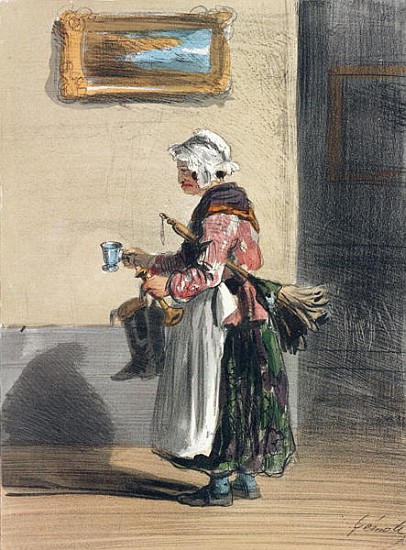 The Cleaning Lady, from ''Les Femmes de Paris'', 1841-42 od Alfred Andre Geniole