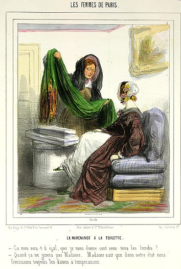 The Cloth Seller, plate 5 from ''Les Femmes de Paris'', 1841-42 od Alfred Andre Geniole