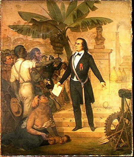Joseph Napoleon Sebastien Sarda Garriga (1808-77) with the Emancipation Decree on La Reunion od Alphonse Garreau