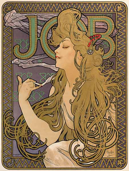 Poster for the cigarette brand job. od Alphonse Mucha