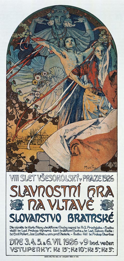 8th Sokol Festival in Prague (Poster) od Alphonse Mucha