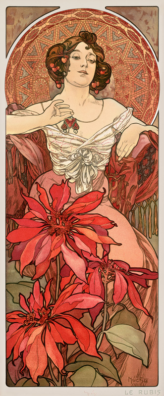 The Precious Stones: Ruby od Alphonse Mucha