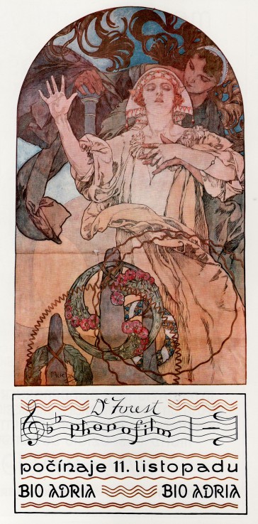 DeForest Phonofilm. Presentation of one of the first musical sound films at the Adria in Prague od Alphonse Mucha