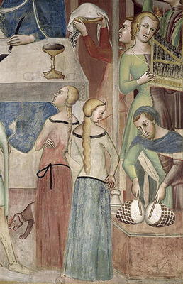 Satan Asking God to Tempt Job, detail of musicians, 1356-67 (fresco) od also Manfredi de Battilori Bartolo di Fredi