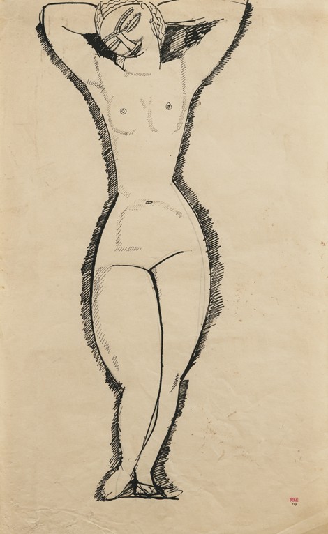 Standing Nude with Raised Arms od Amadeo Modigliani