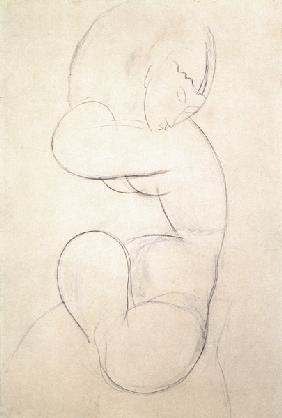 Seated Female Nude (blue chalk)