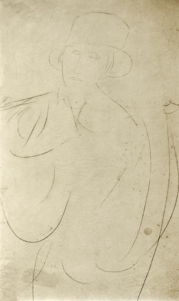 Modigliani / Woman with Hat / Drawing od Amadeo Modigliani