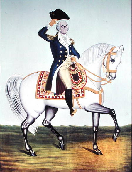 General Washington (1732-99) on a White Charger od American School