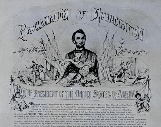 Proclamation of Emancipation Abraham Lincoln, 22nd September 1862 od American School
