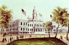 City Hall, New York; engraved by Nathaniel Currier (1813-88)