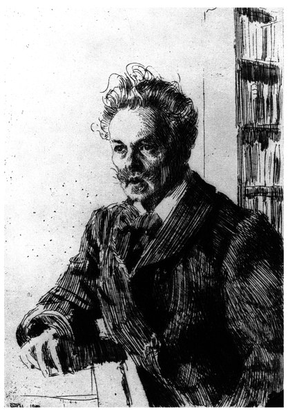 August Strindberg / Etching by Zorn od Anders Leonard Zorn