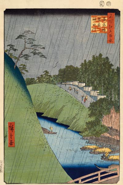 Shohei Bridge and Seido Hall by the Kanda River (One Hundred Famous Views of Edo) od Ando oder Utagawa Hiroshige