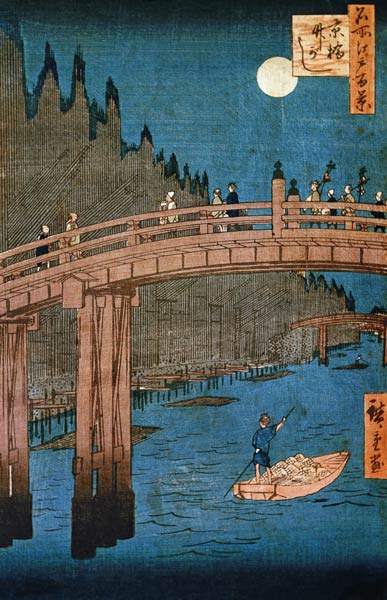 Kyoto bridge moonlight, from the series ''100 Views of Famous Place in Edo'', pub. 1855 od Ando oder Utagawa Hiroshige