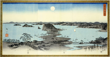 Night View Of Eight Excellent Sceneries Of Kanazawa In Musashi Province od Ando oder Utagawa Hiroshige