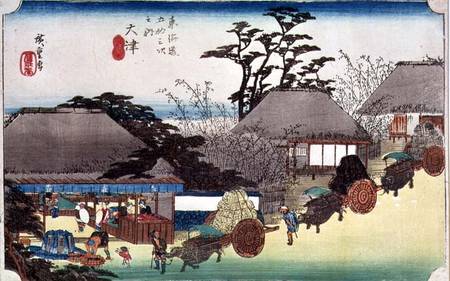 Otsu, illustration from 'Fifty Three Stations of the Tokaido Road', pub. by Takenouchi Magohachi od Ando oder Utagawa Hiroshige