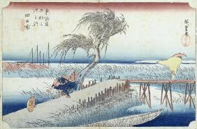 The Hurricane (Yokkaichi) no.44 from the series '53 Stations of the Tokaido Road' (woodblock print)