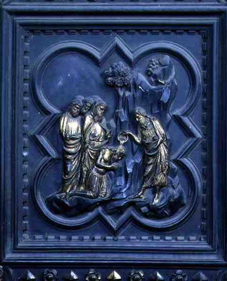 The Baptism of the Disciples, ninth panel of the South Doors of the Baptistery of San Giovanni od Andrea Pisano