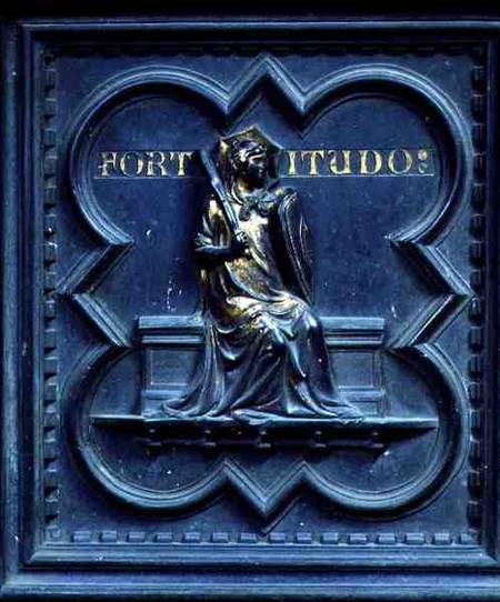 Fortitude, panel E of the South Doors of the Baptistery of San Giovanni od Andrea Pisano
