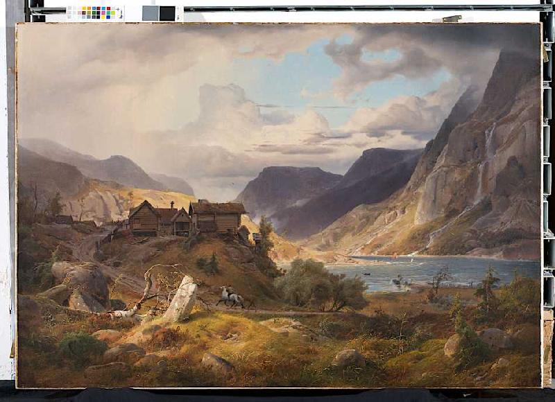Norwegische Gebirgslandschaft od Andreas Achenbach