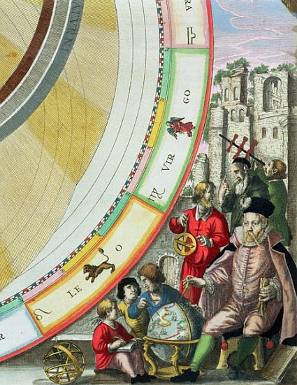 Tycho Brahe (1546-1601), detail from a map showing his system of planetary orbits, from ''The Celest od Andreas Cellarius