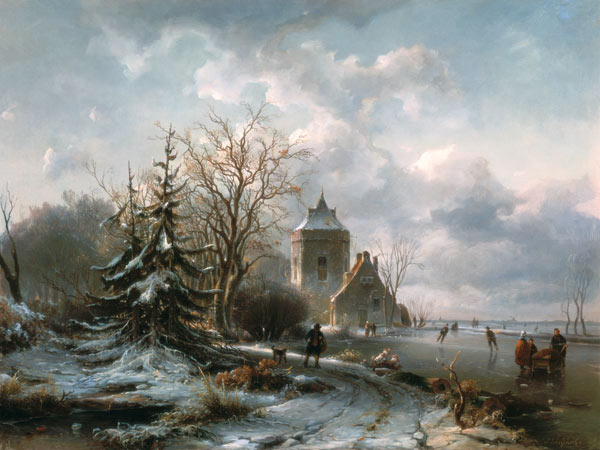Winter Scene, 19th century od Andreas Schelfhout