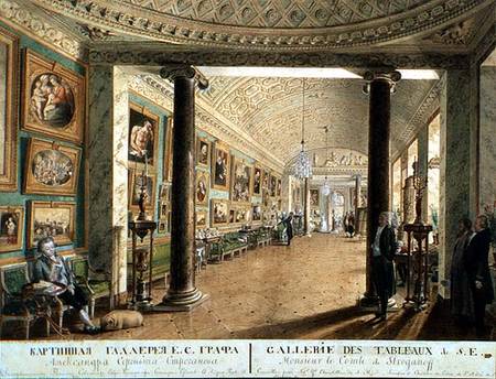 The Picture Gallery in the Stroganov Palace in St. Petersburg, 1793 (pen, brush od Andrei Nikiforovich Voronikhin