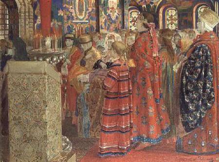 Seventeenth Century Russian Women at Church od Andrei Petrovich Ryabushkin