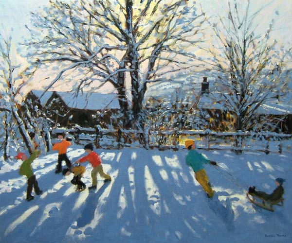 Fun in the snow, Tideswell, Derbyshire od Andrew  Macara