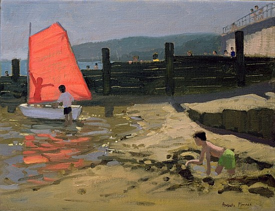Red Sail, Isle of Wight (oil on canvas)  od Andrew  Macara