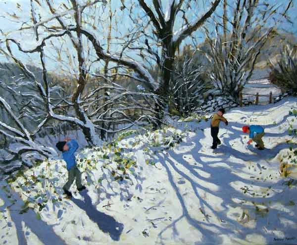 Snowball fight, Derbyshire od Andrew  Macara