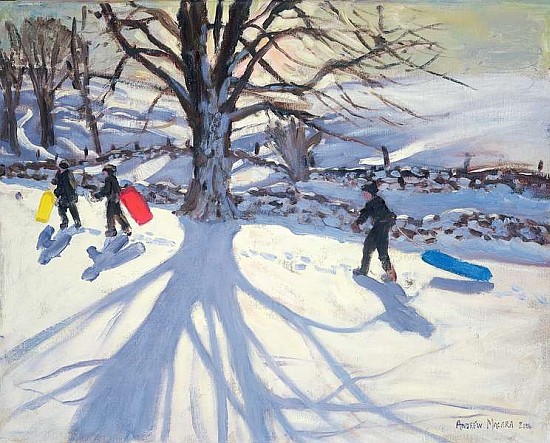 Tobogganers, near Youlegrave, 2004 (oil on canvas)  od Andrew  Macara