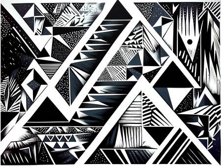 Současná Geometrie Trojúhelníky a Textura v Černé a Bílé