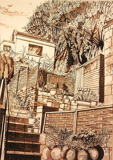 Back Garden, Bath (pen & ink and wash on paper)  od Anna  Teasdale