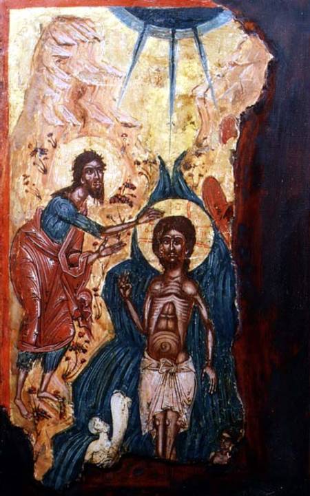 The Baptism of Christ (fragment of)Macedonian icon od Anonymous