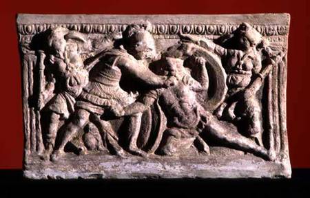 Battle scene from a cinerary urn Etruscan od Anonymous