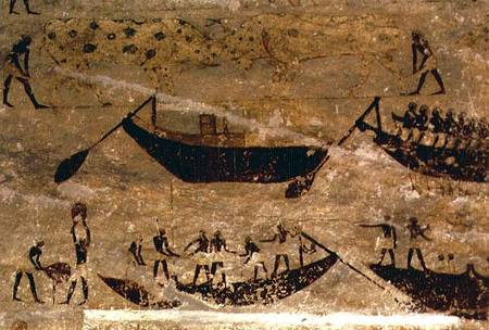 Boats going downstream, detail from a tomb wall painting,Egyptian od Anonymous