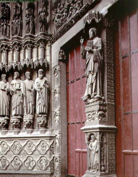 Central Portal of the West Facade depicting The Last Judgement, detail of statues of the Apostles,th od Anonymous