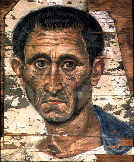 Fayum portrait of a man in a blue cloakTrajanic od Anonymous