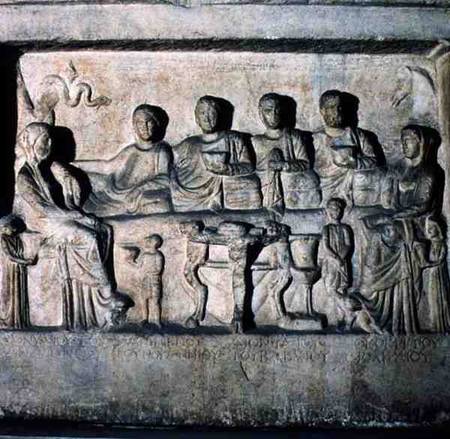 Funeral banquet scene from a stela relief Greek od Anonymous