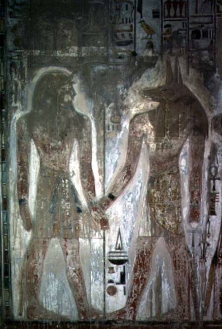 Seti I (1303-1290 BC) and Anubis in the Tomb of SetiDynasty XIX New Kingdom od Anonymous