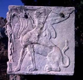 Funeral urn with carved relief of a Griffin