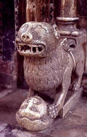 Lion column base from the church entrance