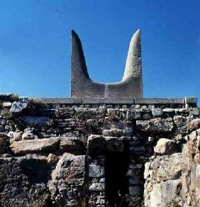 Reproduction of a bull's horns the symbol of the Palace of Knossos