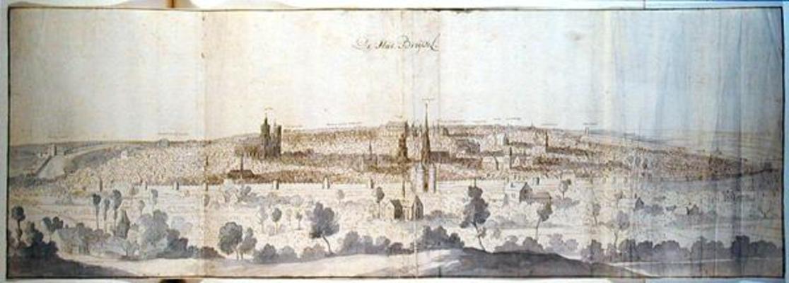 Panoramic View of Brussels (pen and ink and w/c on paper) od Anthonis van den Wyngaerde