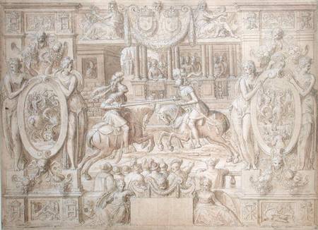 Tournament on the Occasion of the Marriage of Catherine de Medici (1519-89) and Henri II (1519-59) od Antoine Caron