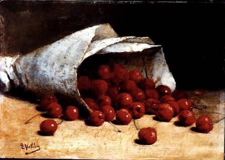 A spilled bag of cherries od Antoine Vollon