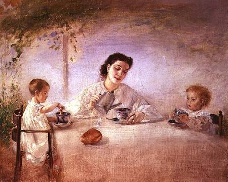 The artist's wife Sophie with their daughters Mathilda and Adele od Anton Romáko