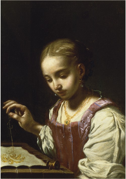 Girl Sewing od Antonio Amorosi